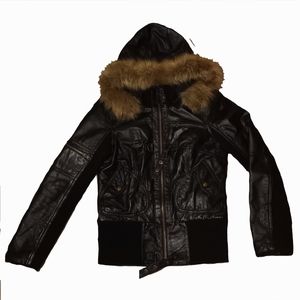 Hooded Leather Biker Jacket